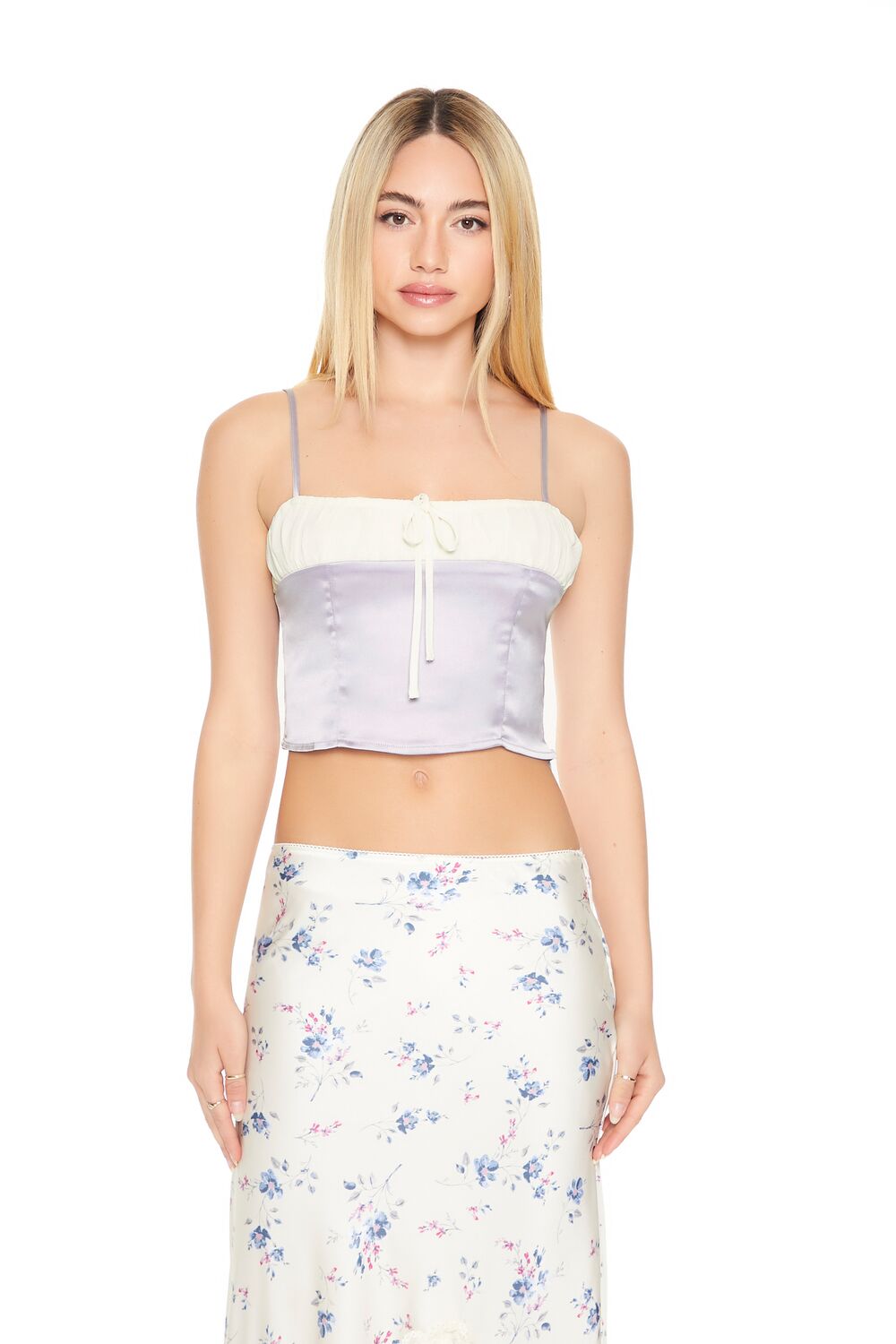 Cropped Satin Colorblock Cami - Image 6