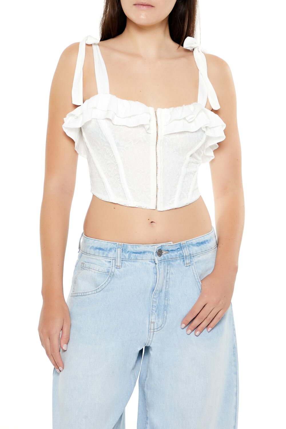 Lace Tie-Strap Corset Top - Image 22