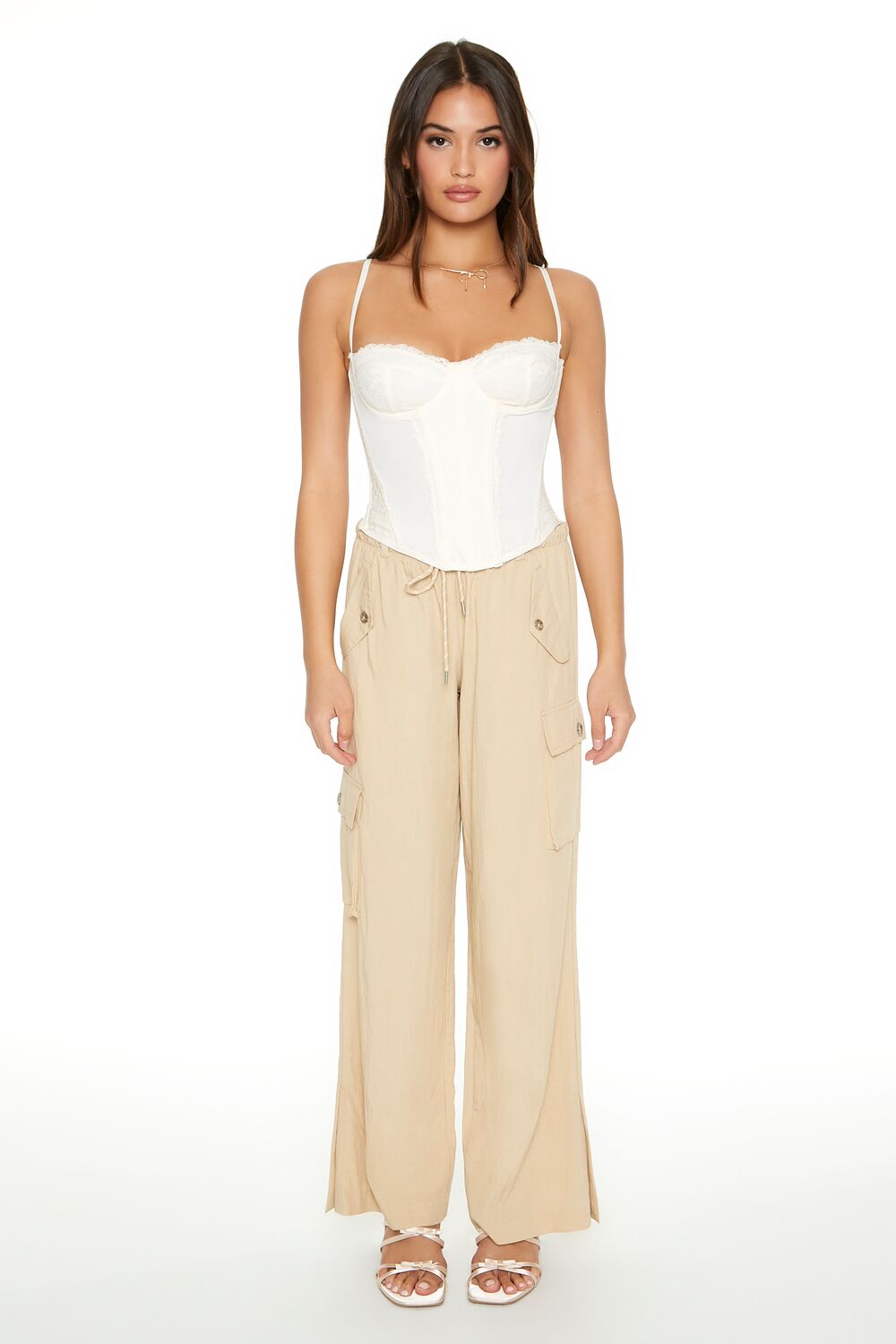 Drawstring Wide-Leg Cargo Pants