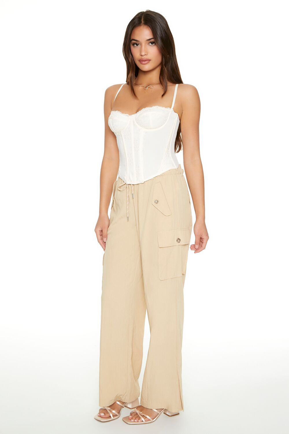 Drawstring Wide-Leg Cargo Pants - Image 2