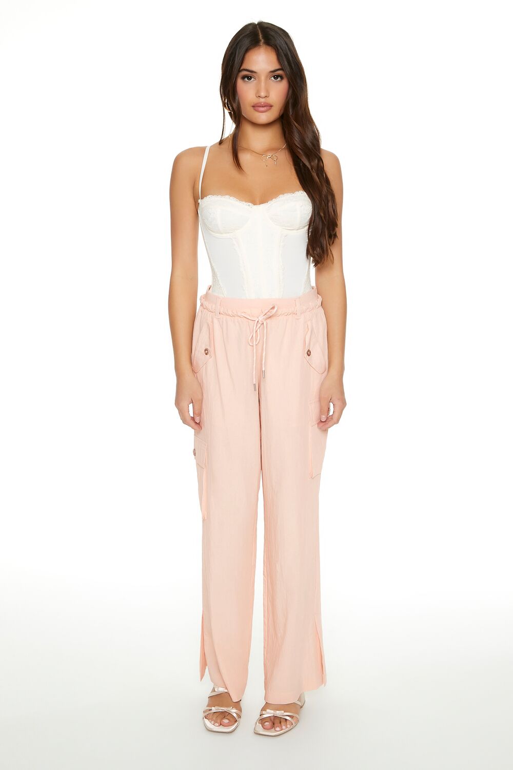 Drawstring Wide-Leg Cargo Pants - Image 5