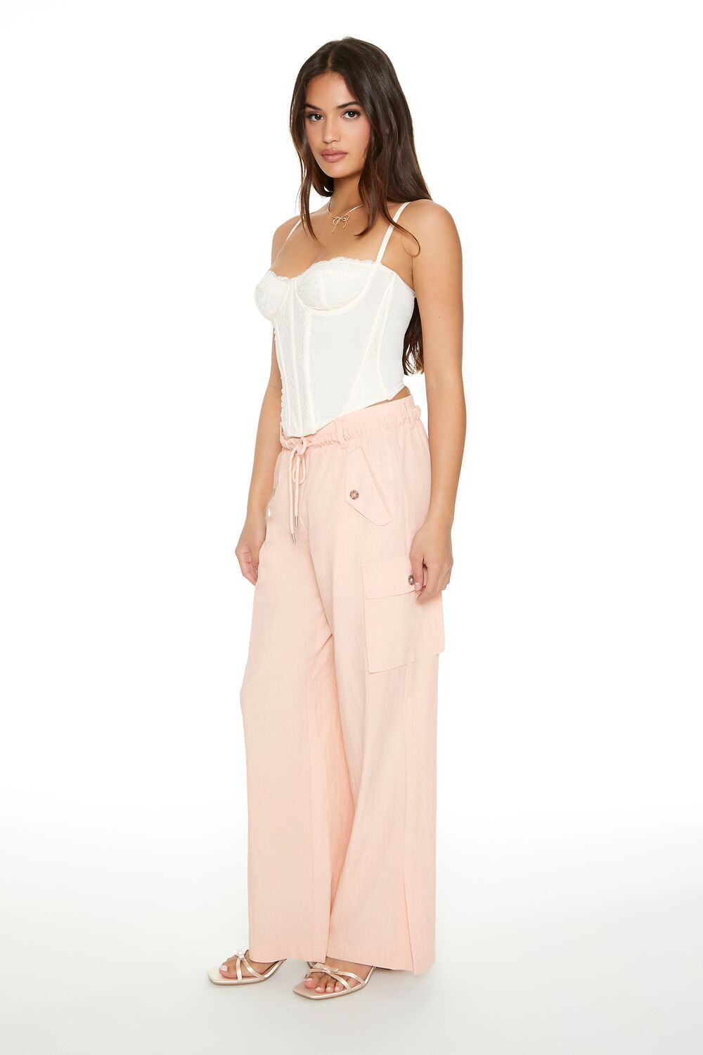 Drawstring Wide-Leg Cargo Pants - Image 6