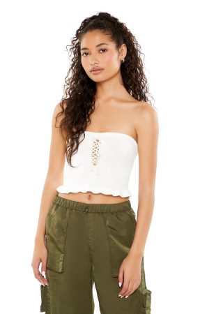 Sweater-Knit Ruffle Tube Top