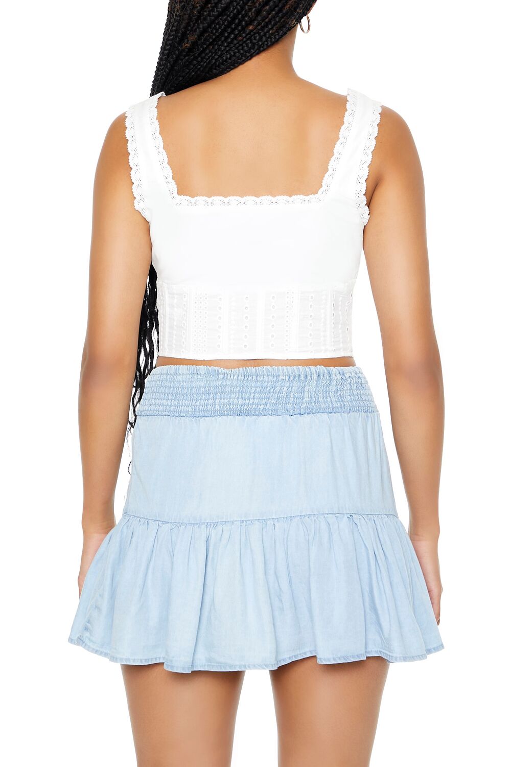 Lace-Trim Corset Crop Top - Image 3