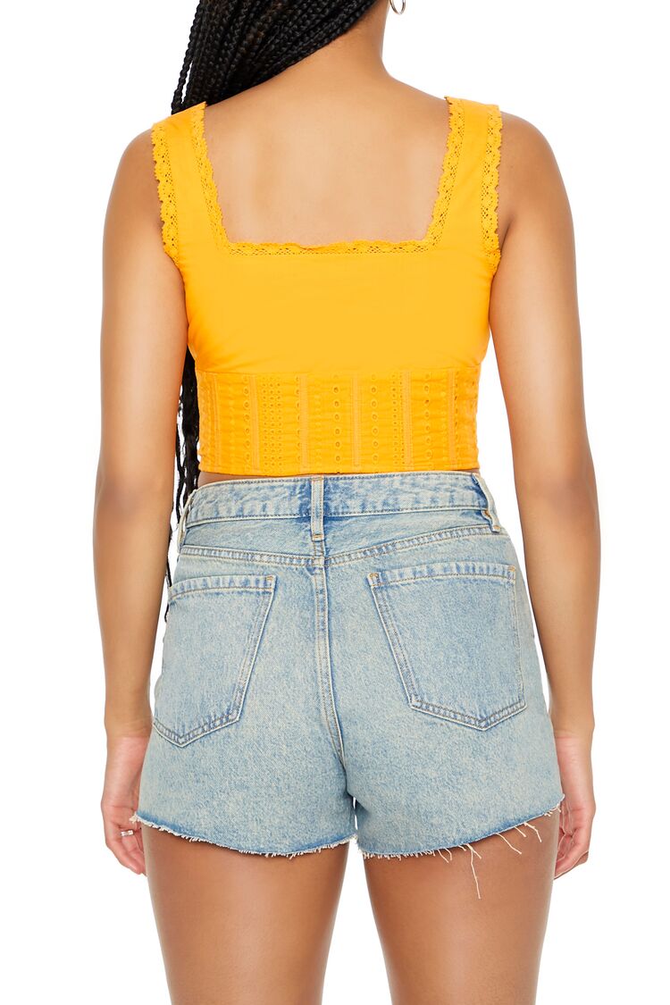 Lace-Trim Corset Crop Top - Image 8