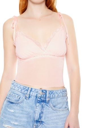Mesh & Lace Tie-Strap Cami
