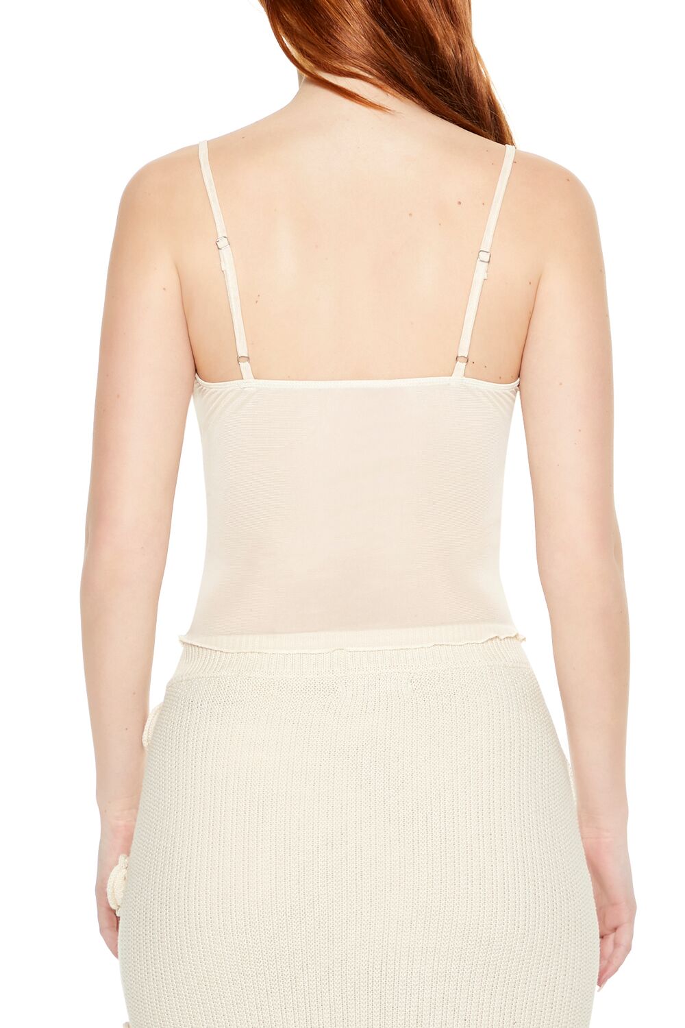 Lace-Trim Ruched Mesh Cami - Image 3