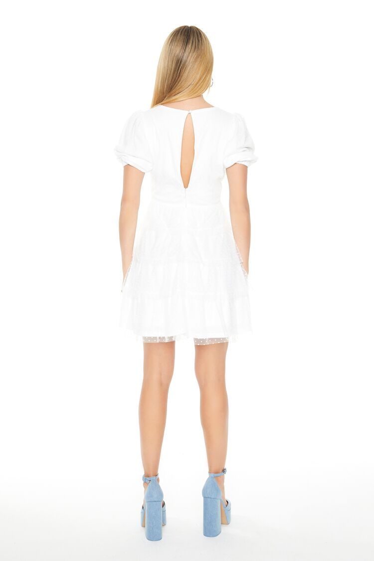 Clip-Dot Puff-Sleeve Mini Dress - Image 3