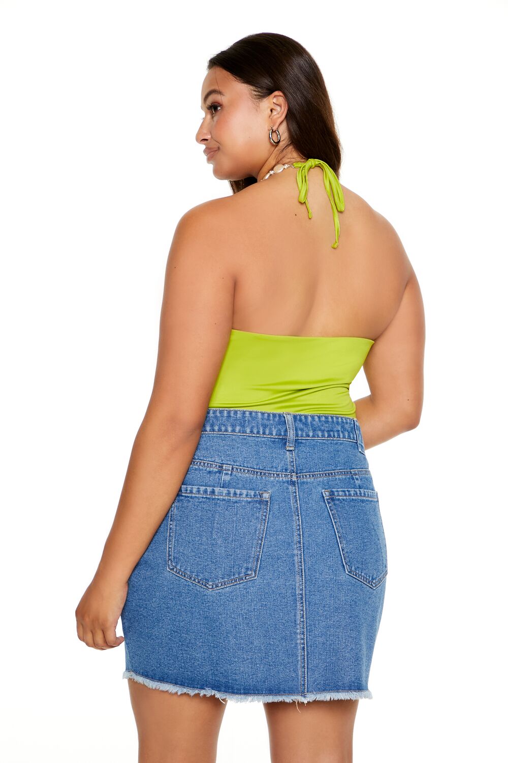 Plus Size Faux Pearl Halter Bodysuit - Image 3