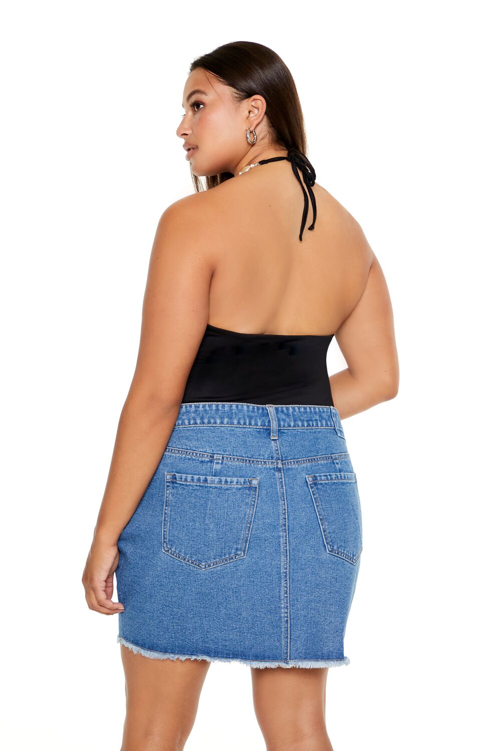 Plus Size Faux Pearl Halter Bodysuit - Image 10