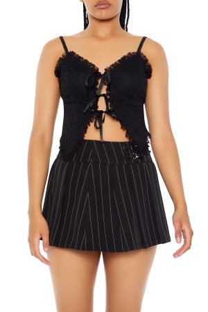 Lace Ruffle-Trim Bow Cami