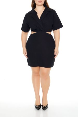 Plus Size Surplice Cutout Mini Dress
