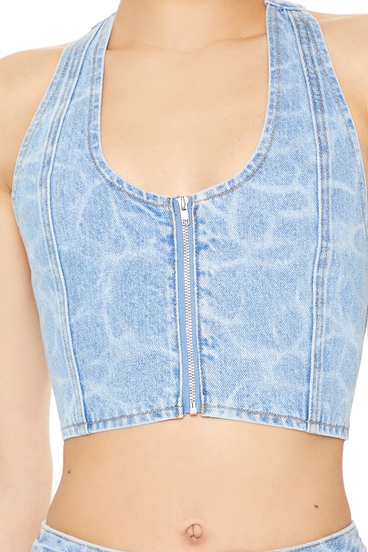 Water Print Halter Crop Top - Image 5