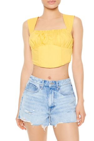 Poplin Curved-Hem Crop Top