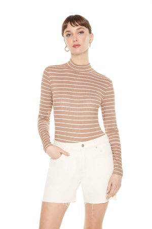 Striped Mock Neck Bodysuit