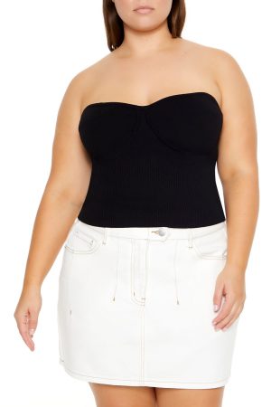 Plus Size Sweater-Knit Tube Top