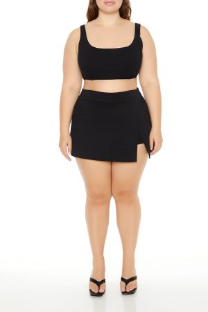 Plus Size Tulip-Hem Mini Skirt