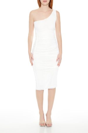 Mesh One-Shoulder Midi Dress