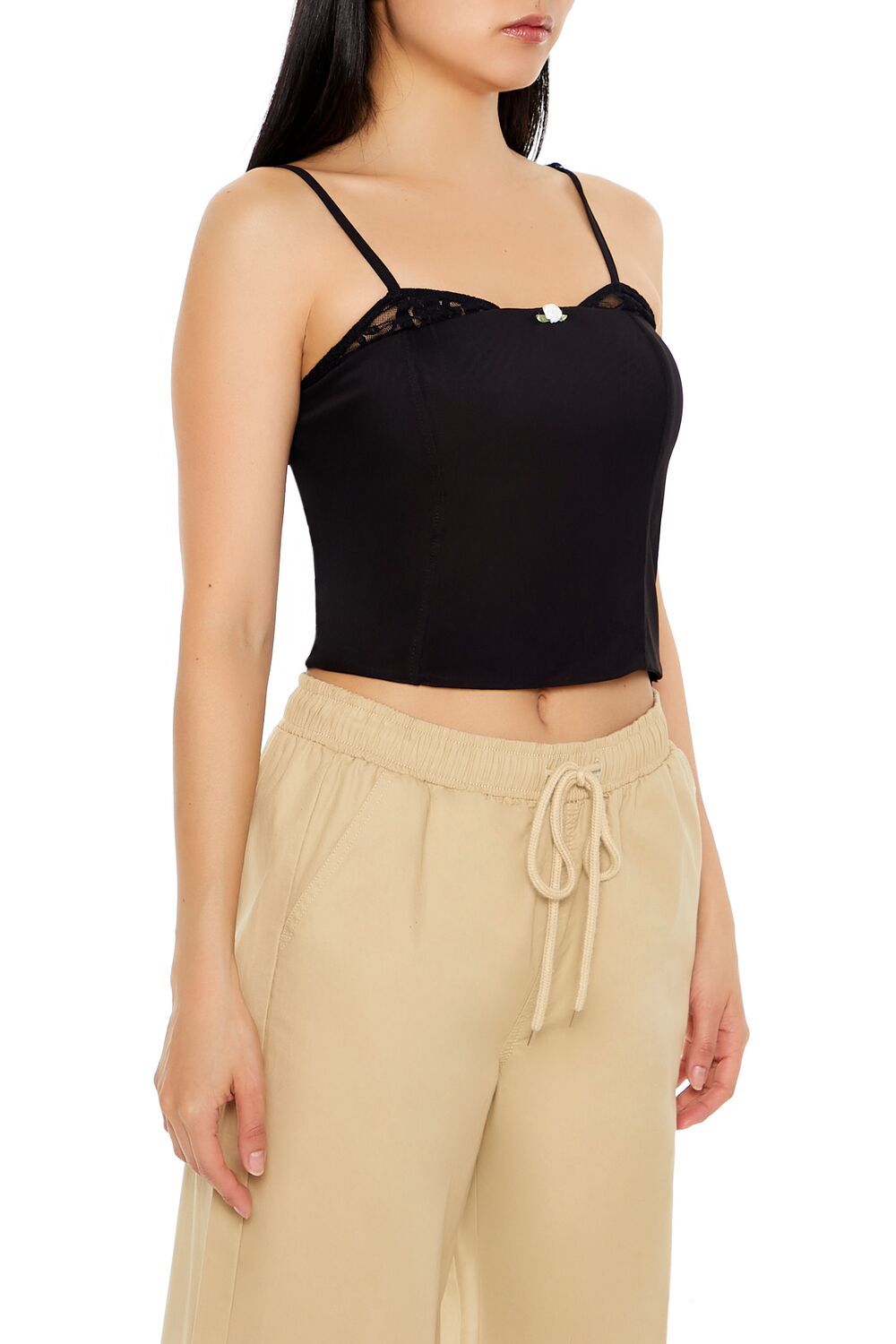 Lace-Trim Rosette Cropped Cami - Image 4