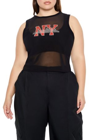 Plus Size Rhinestone NY Tank Top