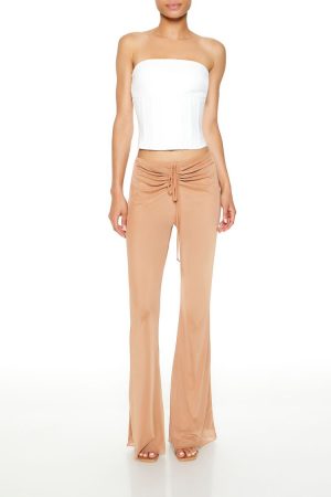 Ruched Drawstring Mesh Pants