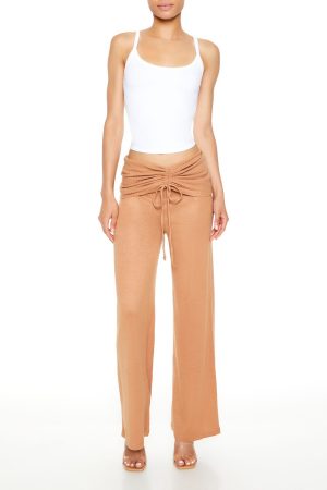 Ruched Drawstring Foldover Pants