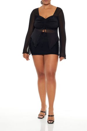 Plus Size Mesh Mini Skirt