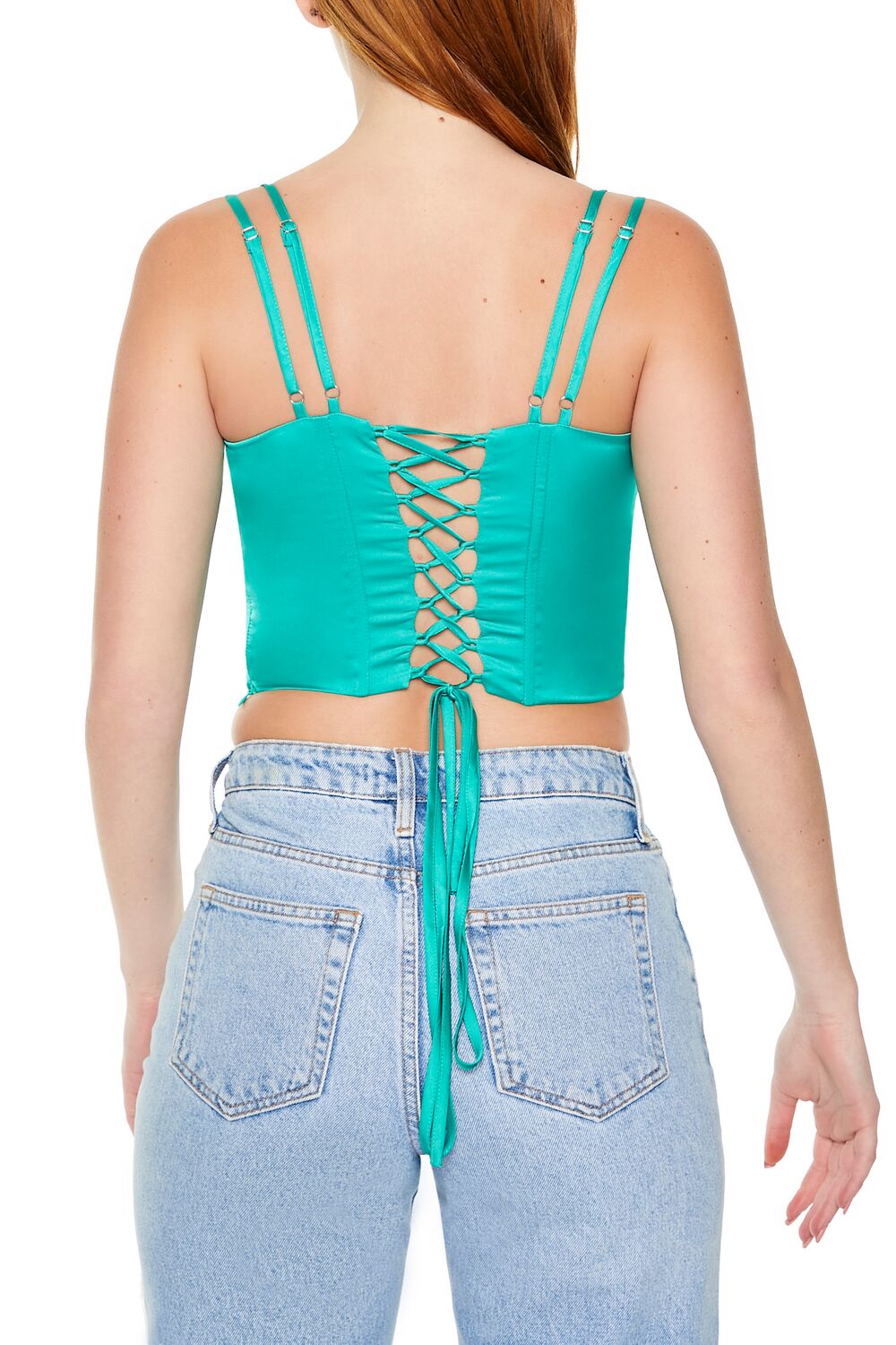 Satin Lace-Up Cropped Cami - Image 5