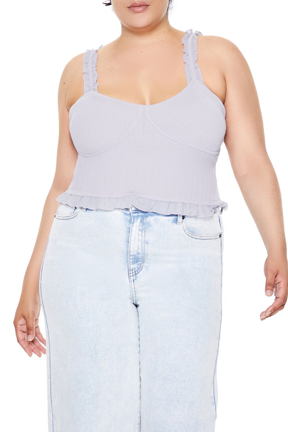 Plus Size Ruffle Sweater-Knit Cami