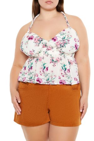 Plus Size Floral Print T-Back Cami