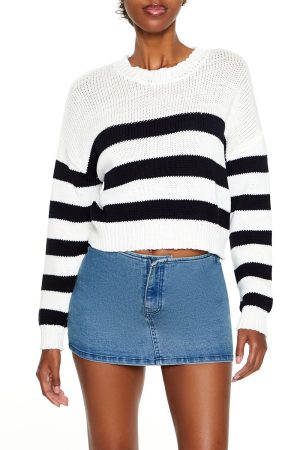 Striped Drop-Sleeve Sweater