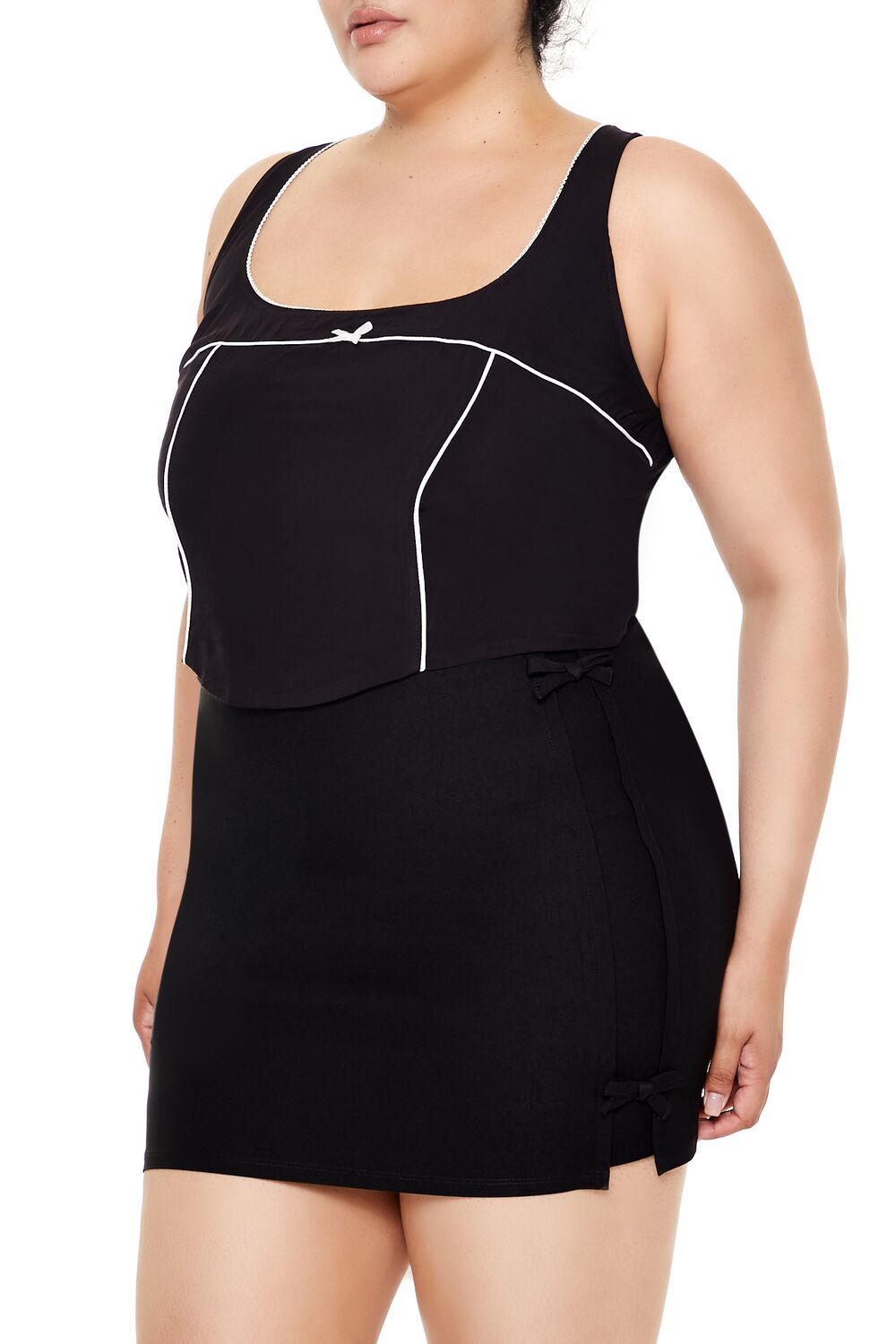 Plus Size Two-Tone Bow Crop Top - Image 4