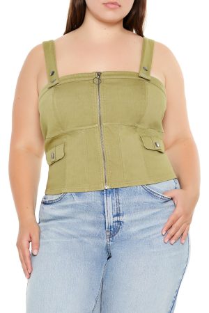 Plus Size Zip-Up Crop Top