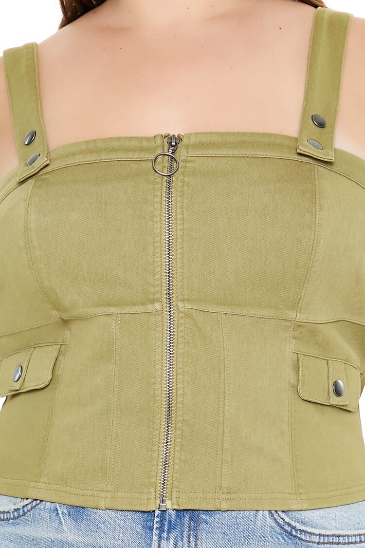 Plus Size Zip-Up Crop Top - Image 3