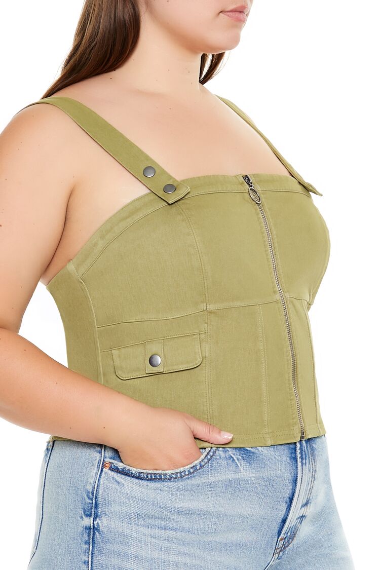 Plus Size Zip-Up Crop Top - Image 4