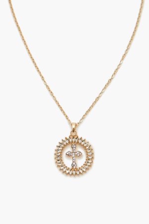Faux Gem Cross Pendant Necklace