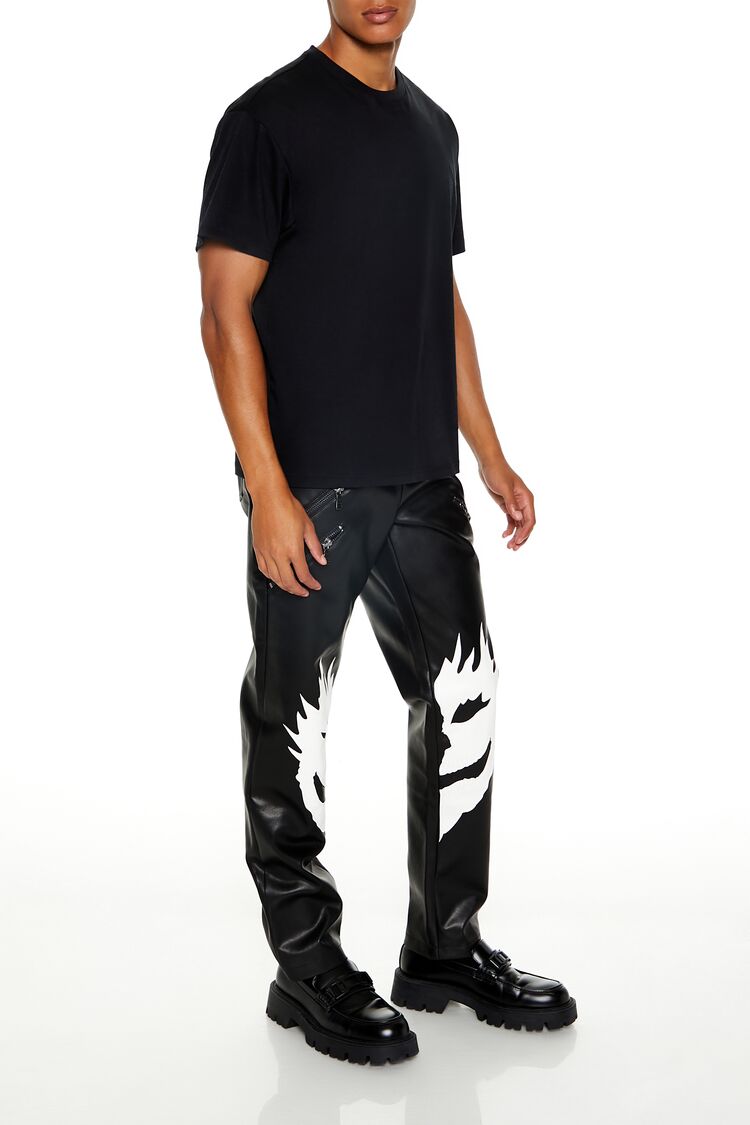 Split Face Faux Leather Pants - Image 3