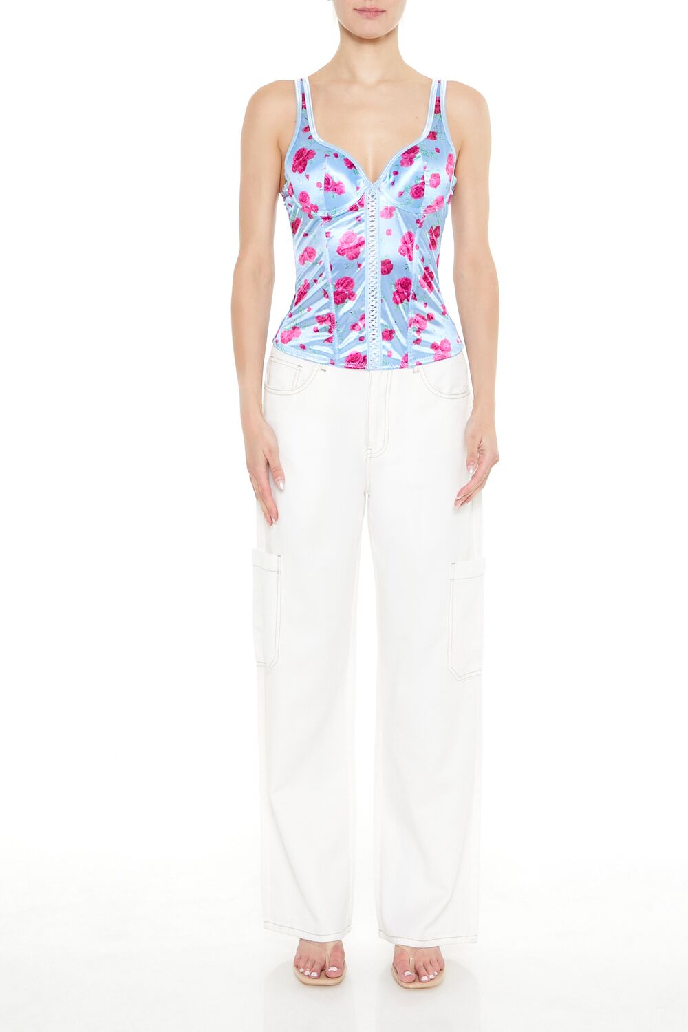 Rose Print Bustier Tank Top - Image 2