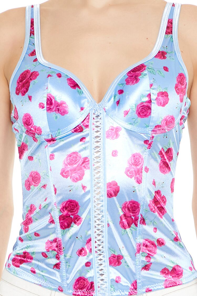 Rose Print Bustier Tank Top - Image 3