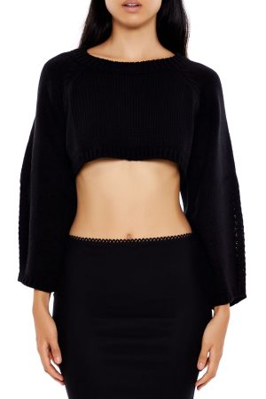 Open-Back Cropped Sweater