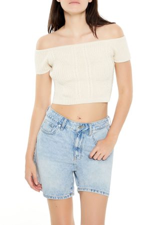 Sweater-Knit Off-the-Shoulder Crop Top