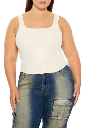 Plus Size Sweater-Knit Tank Top
