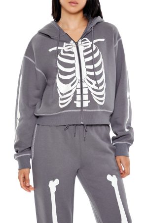 Skeleton Graphic Zip-Up Hoodie
