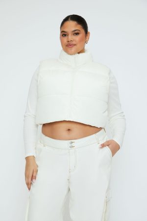 Plus Size Cropped Puffer Vest