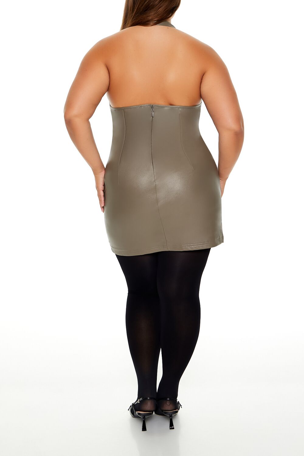 Plus Size Cowl Halter Mini Dress - Image 4