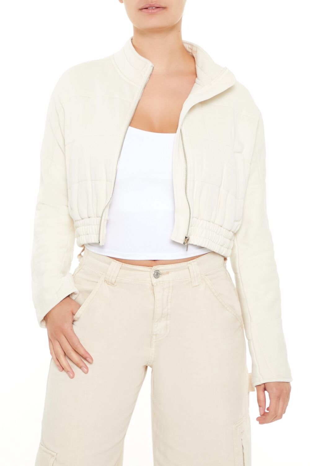 Quilted Zip-Up Cropped Jacket - Image 6