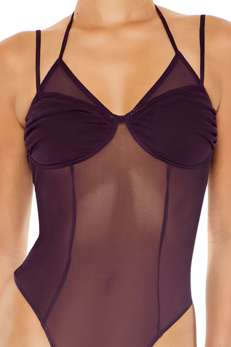 Sheer Mesh Halter Bodysuit - Image 3