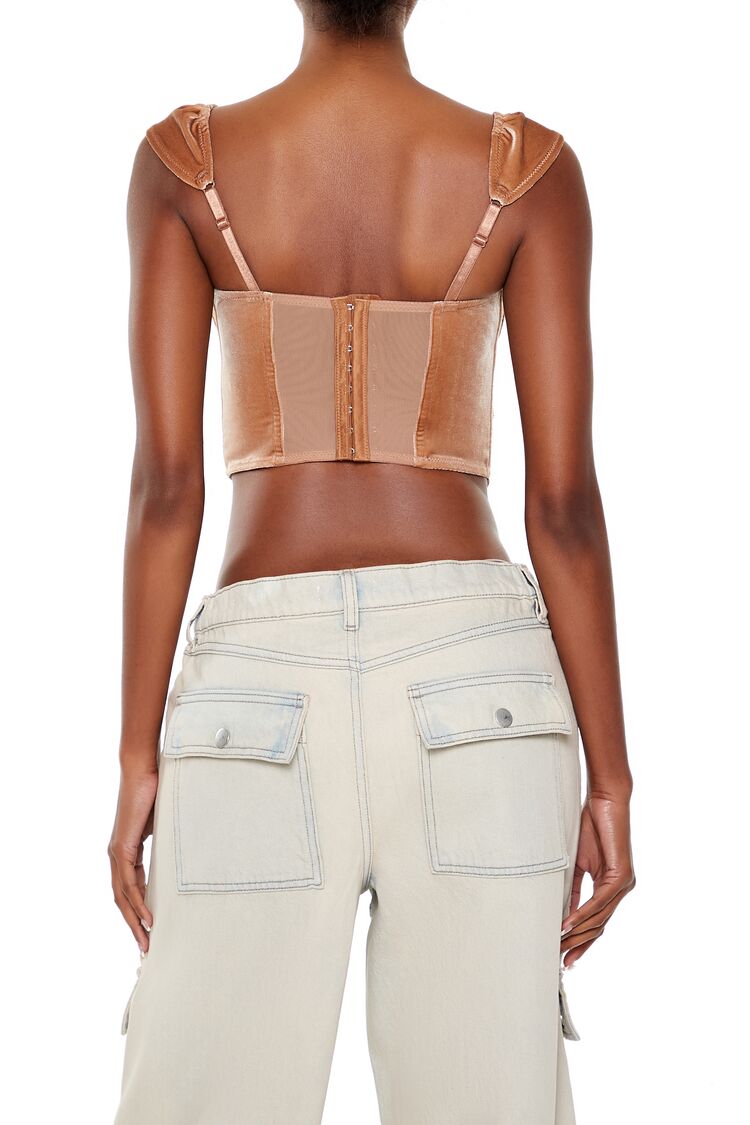 Velvet Bow Bustier Crop Top - Image 5