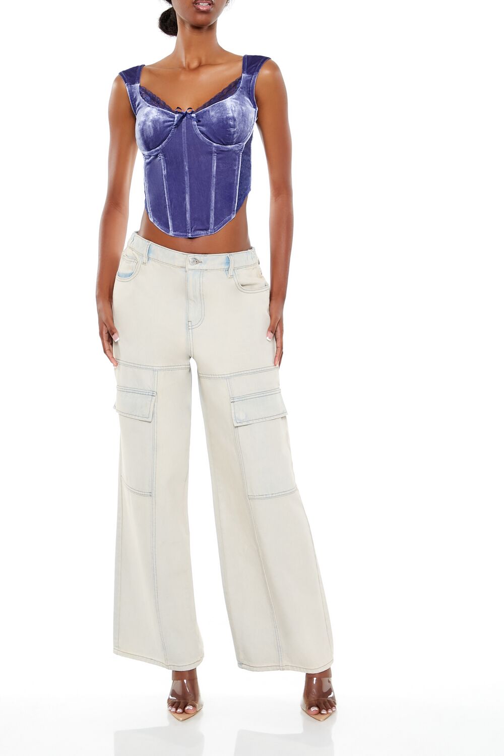 Velvet Bow Bustier Crop Top - Image 7