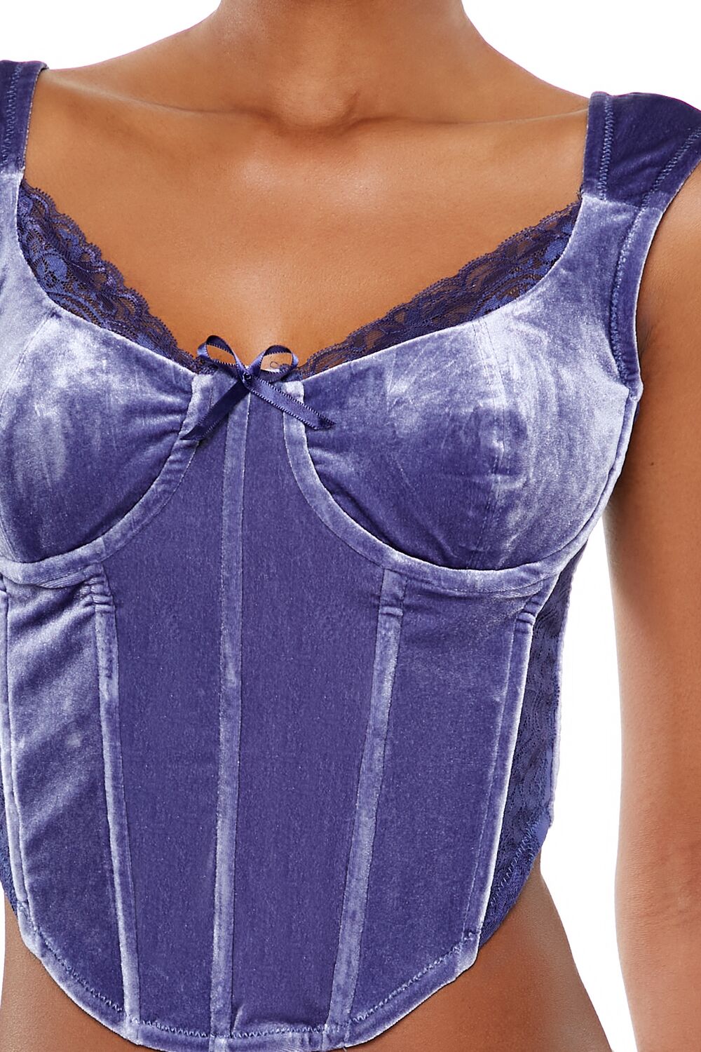 Velvet Bow Bustier Crop Top - Image 8